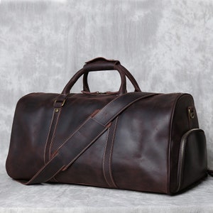 Personalized Mens Travel Bag, Full Grain Leather Duffel Bag ...