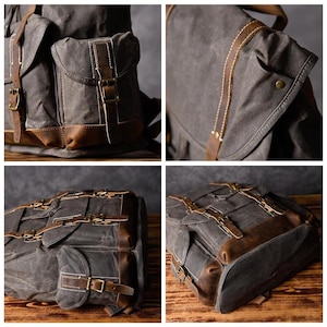 Large Waterproof Travel Backpack Waxed Canvas School Backpack 15.6 ...