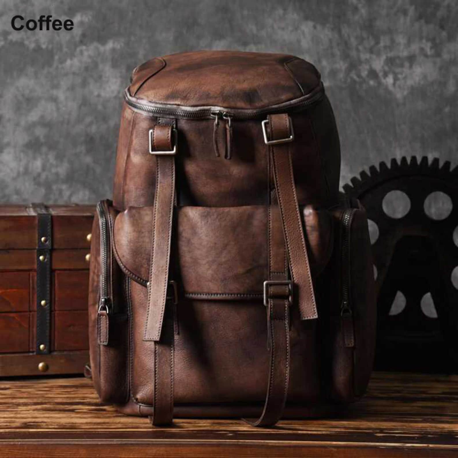 Distressed Leather Backpack Mens Leather Backpack Leather - Etsy