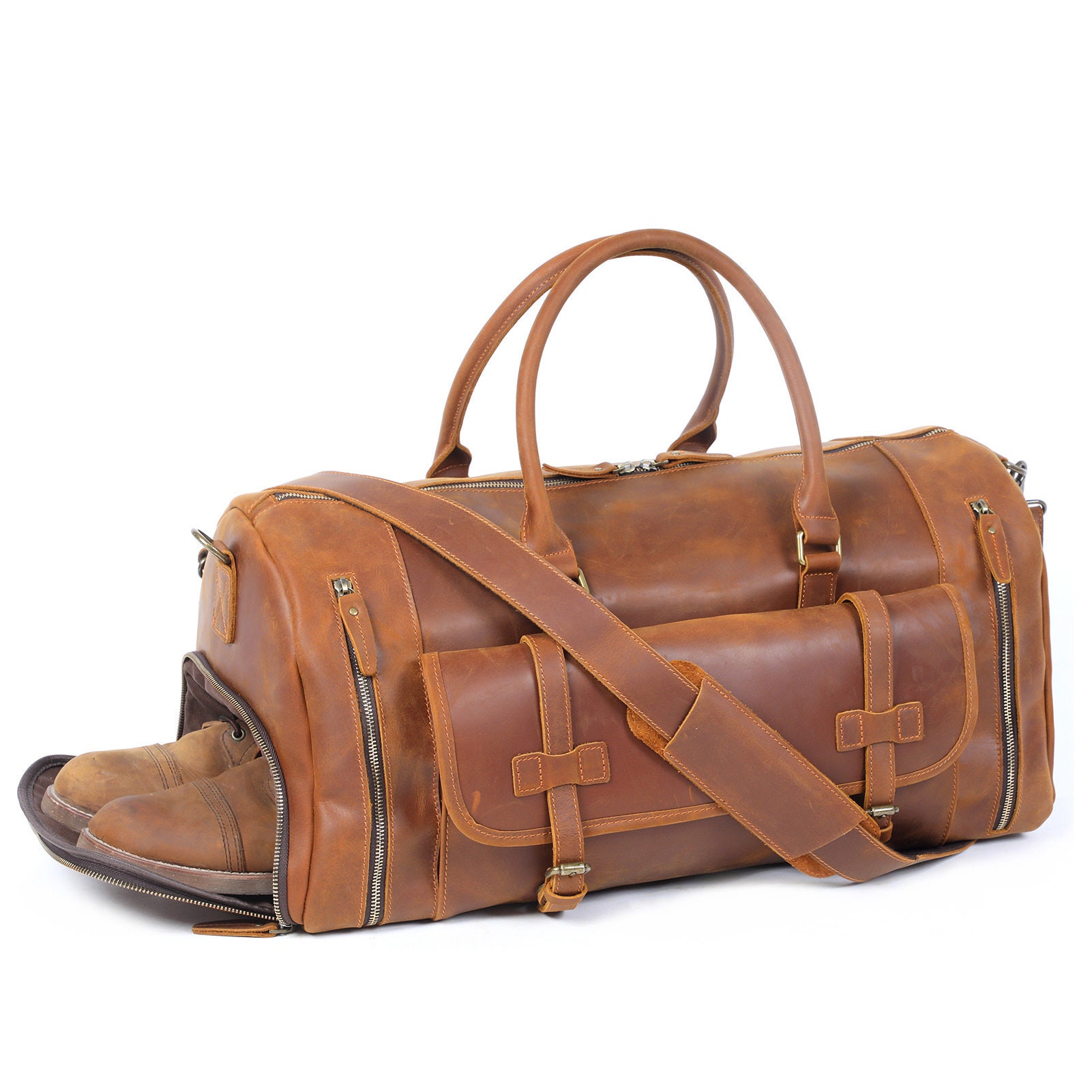 Hamdmade Full Grain Leather Duffle Bag Personalized Weekender - Etsy