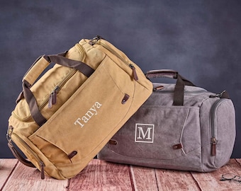 Personalized Duffle Bag, Embroidered Canvas Holdall, Luggage Bag, Canvas Overnight Bag, Travel Weekender Bag, Groomsmen Gift, Christmas Gift