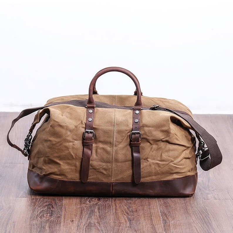 Personalized Waxed Canvas Duffel Bag Carryon Bag Luggage Etsy