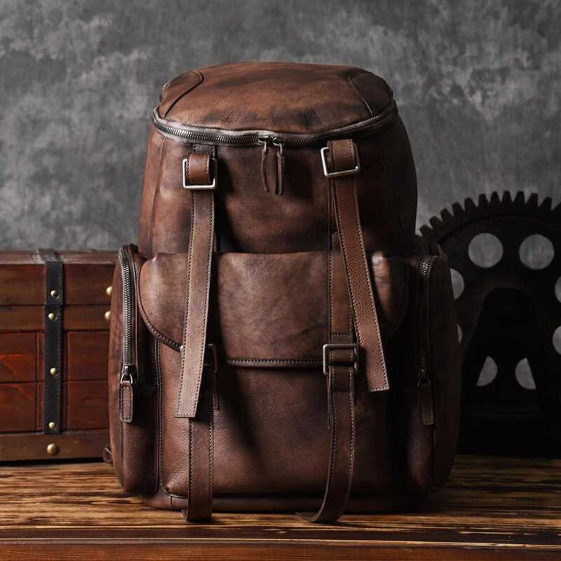high end leather backpack
