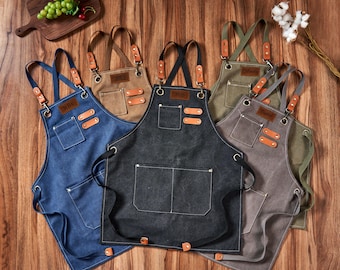 Personalized Kid's Apron, Custom Toddler Apron with Pockets, Canvas Apron, Child Cooking, Woodwork, Gardening,  Kids Gift, Christmas Gifts