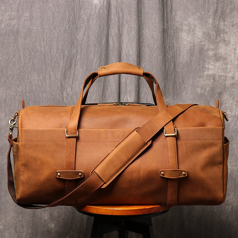 Handmade Full Grain Leather Duffle Bag Men's Overnight - Etsy