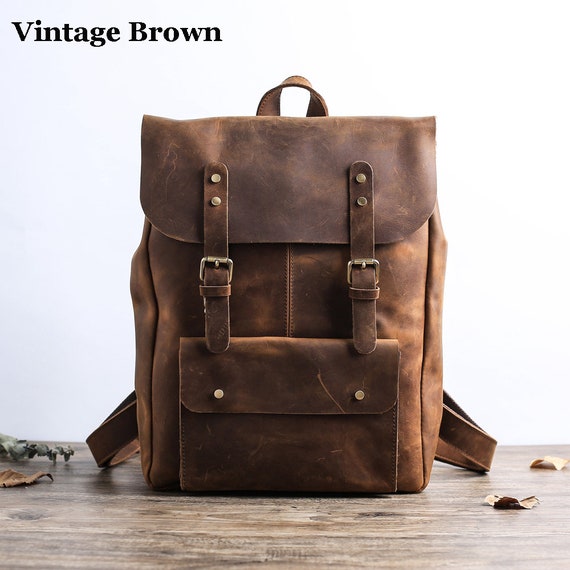 Handmade Full Grain Leather School Backpack Travel Backpack Laptop Backpack Daily Backpack Christmas Gifts Personalized Leather Backpack Etsy