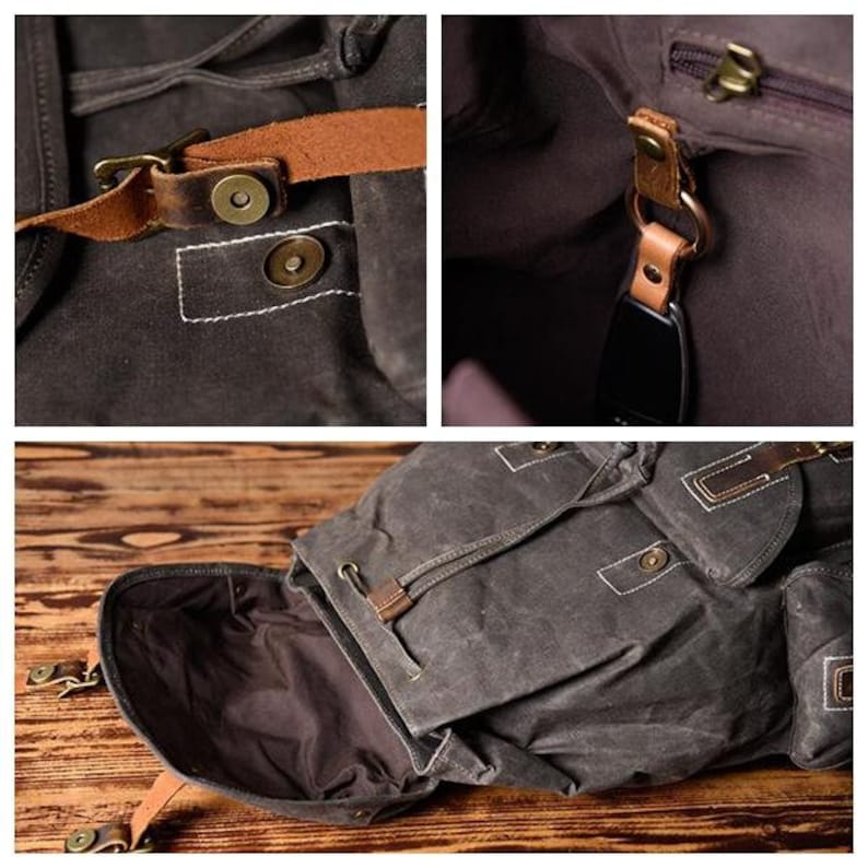Waxed Canvas School Backpack Large Waterproof Travel Backpack Hiking Rucksack 15.6/'/' Laptop Backpack Unisex Daily Backpack Christmas Gift