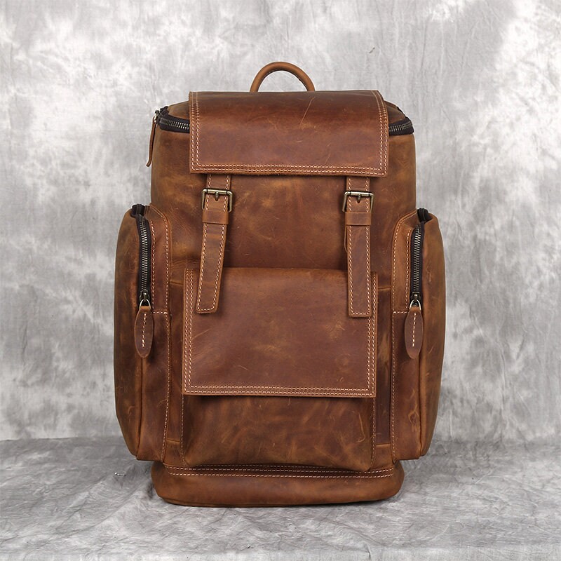 Personalized Unisex Full Grain Leather Backpack Large Travel | Etsy