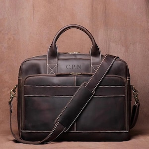 Porte-documents en cuir personnalisé pour homme, cadeau d'anniversaire pour lui, sac messager en cuir, sac pour ordinateur portable, sac de bureau