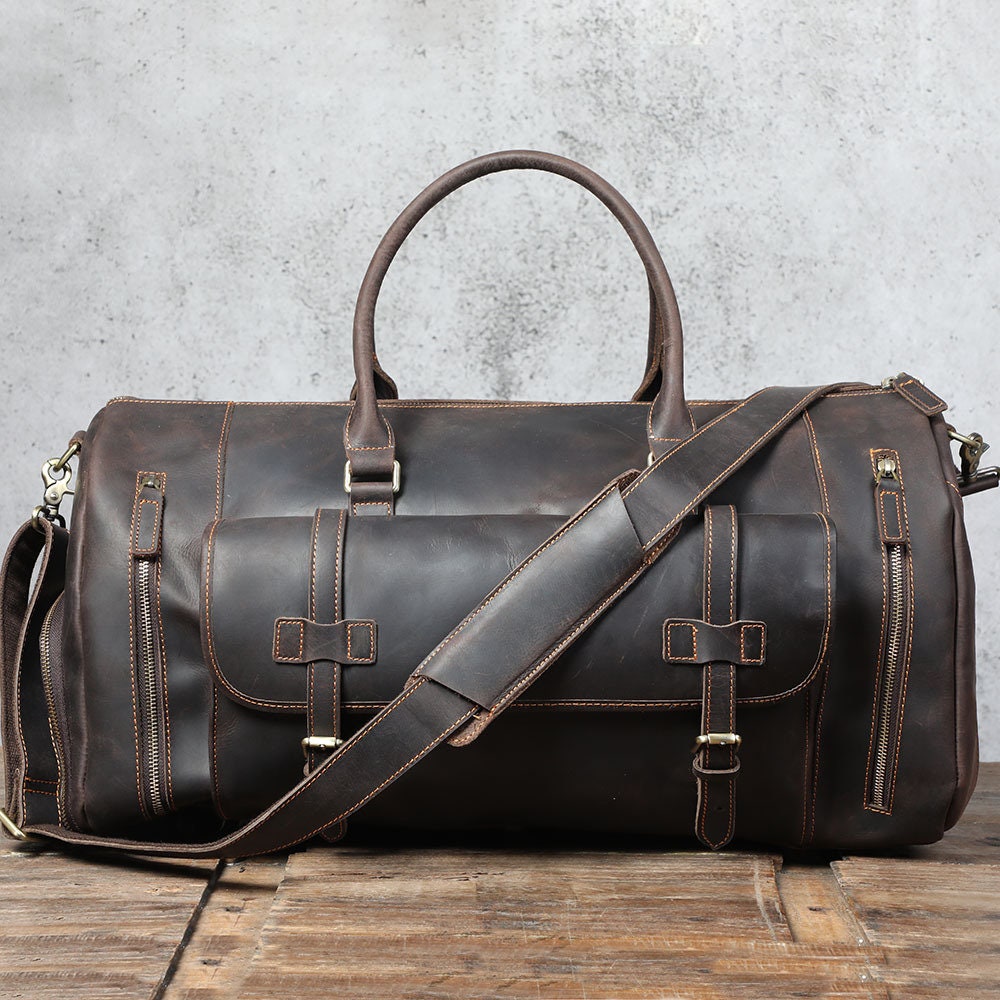 Full Grain Leather Duffle Bag Personalized Weekender Bag - Etsy