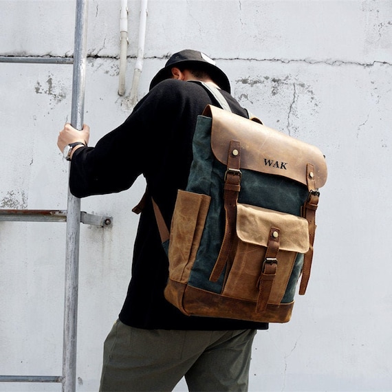 Large Waxed Canvas Backpack, Travel Backpack