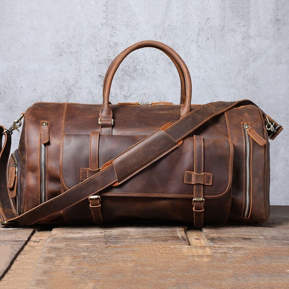 Full Grain Leather Duffle Bag Personalized Weekender Bag - Etsy