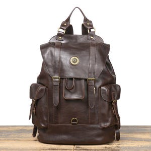 Personalized Mens Leather Backpack, Leather Rucksack, Travel Backpack, Oversized Backpack, Unisex Backpack, Weekend Holdall, School Backpack