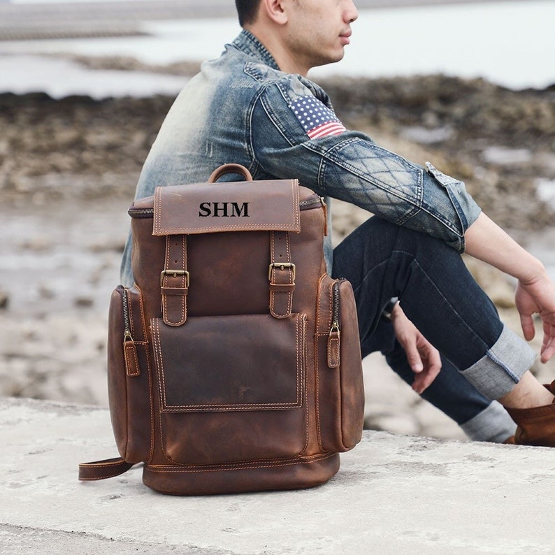 Personalized Leather Backpack Full Grain Leather Backpack - Etsy