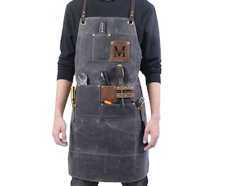 Personalized Unisex Workshop Apron with Pockets Side Loops Waterproof Tool Apron /Gardening Apron/Florist Apron/BBQ Apron/Mechanic Apron