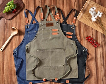 Personalized Aprons For Kids, Baby Canvas Apron, Kids Chef Apron, Child Cooking, Custom Boy Birthday Gift, Child Gift Christmas