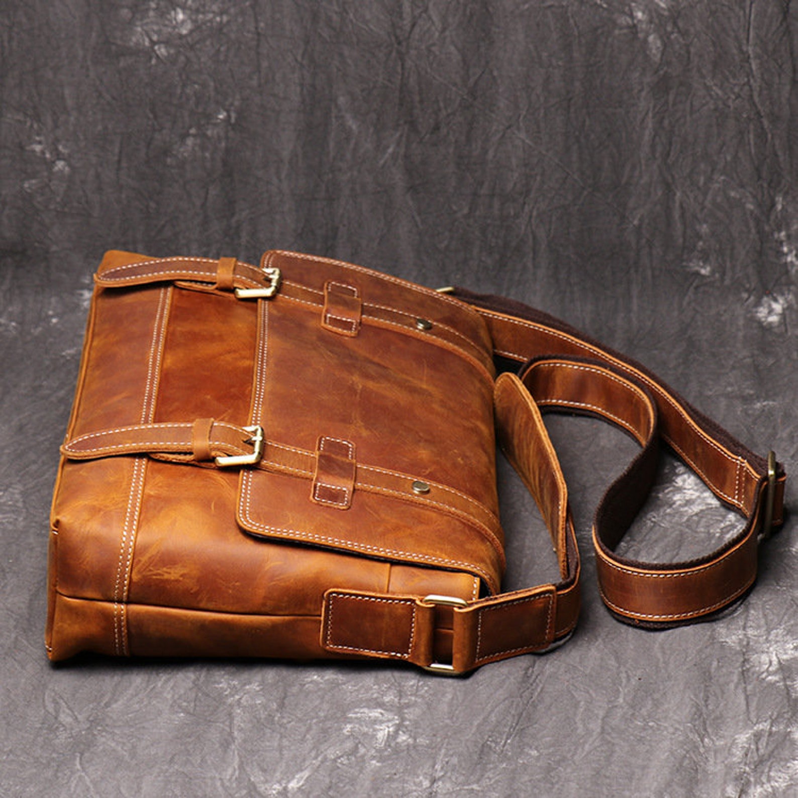 Personalized Leather Satchel Bag for Men, Leather Messenger Bag — free download