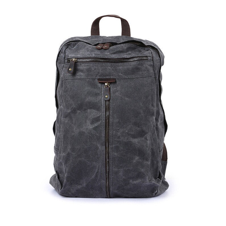 Handmade Waxed Canvas School Backpack Large Travel Backpack Etsy