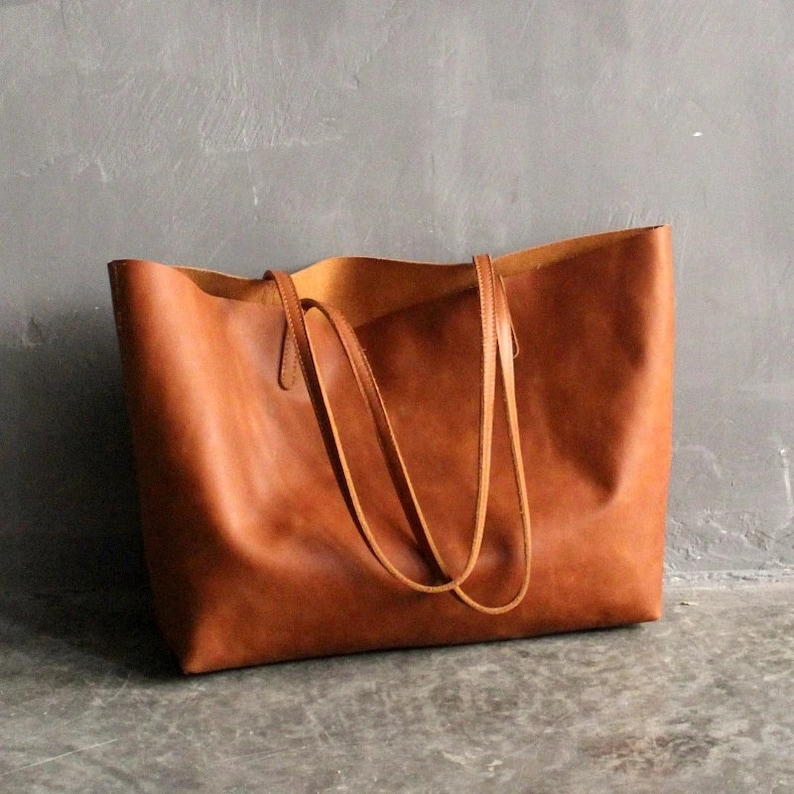 Personalized Leather Tote Bag Large Shopper Bag Leather Purse - Etsy