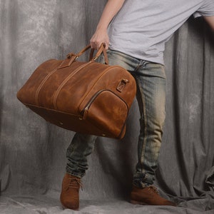 Personalized Mens Travel Bag, Full Grain Leather Duffel Bag ...