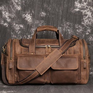 Personalized Leather Travel Bag,Leather Duffel Bag,Weekender bag,Leather Overnight Bag,Cabin Travel Bag, Gift for Him