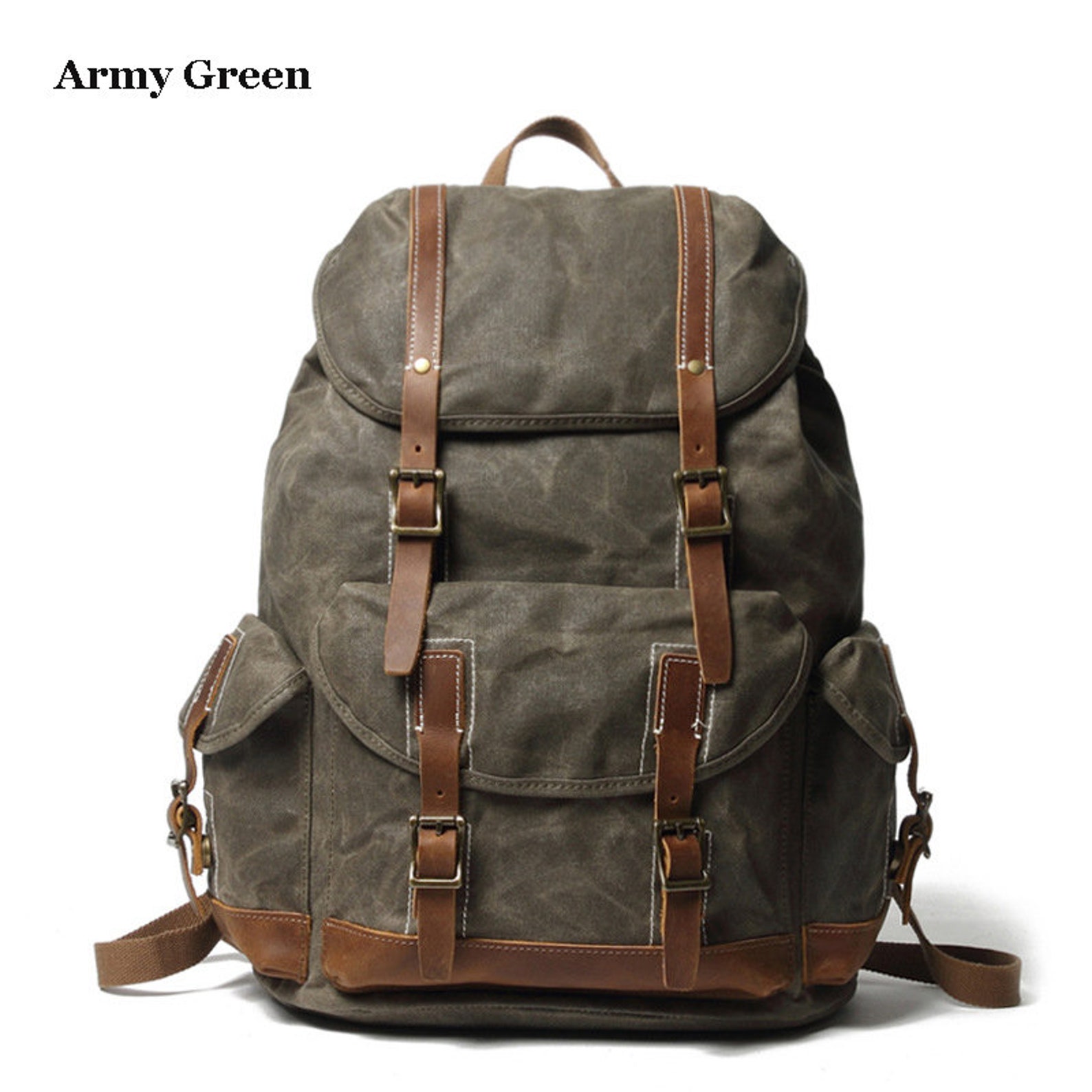 Large Waterproof Travel Backpack Waxed Canvas School Backpack Etsy
