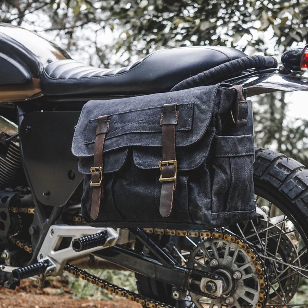 Waxed canvas motorcycle saddlebags sale