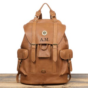 Full Grain Leather Backpack Unisex School Backpack 15.6&#39;&#39; Laptop Backpack Weekender Backpack, Mens Leather Rucksack, Travel Backpack