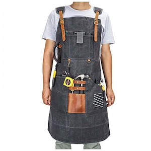 Personalisierte Schürzen für Männer, wasserdichte Schürze mit Grillwerkzeugset, Grillschürze mit Taschen, Segeltuchschürze für die Holzbearbeitungs-Kunsthandwerkerwerkstatt