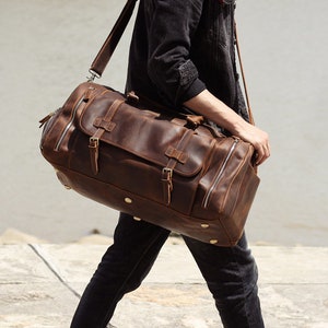 Hamdmade Full Grain Leather Duffle Bag Personalized Weekender Bag ...