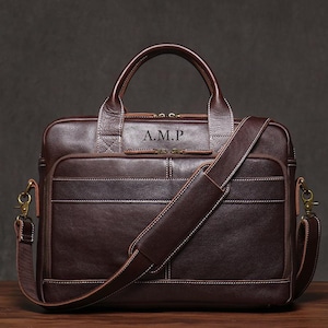 Personalisierte Vintage Leder Aktentasche, Messenger Bag, Herren Leder Umhängetasche, Leder Laptoptasche, Bestes Geschenk für Ihn
