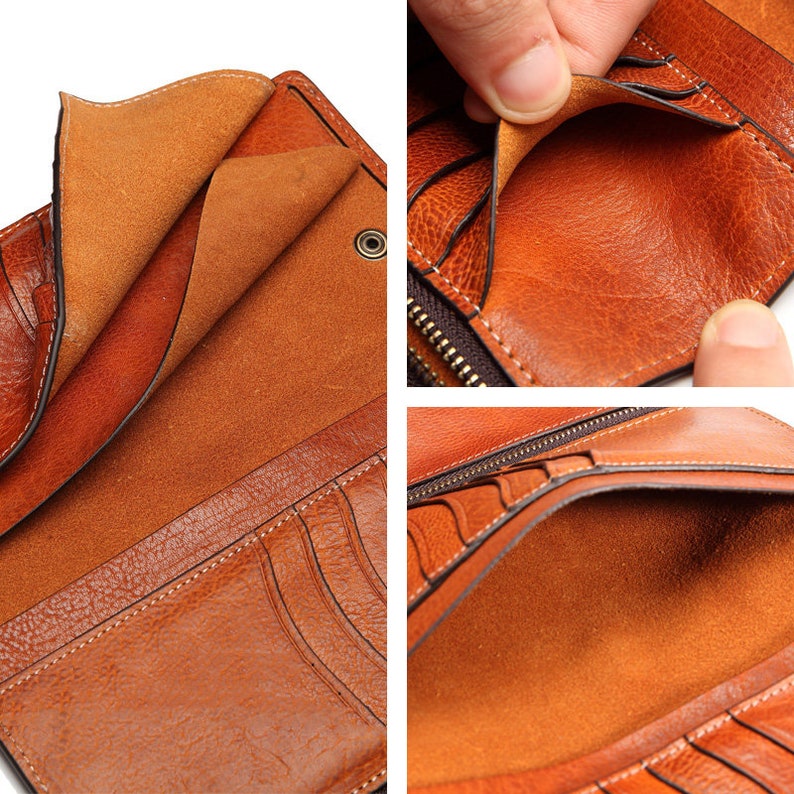 Personalized Leather Travel Wallet Mens Biker Wallet Passport Etsy