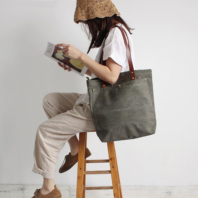 Large Canvas Tote Bag Shopper Bag Diaper Bag Shoulder Bag Etsy