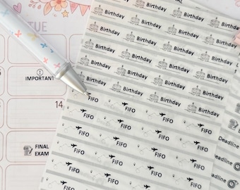 Transparante functionele plannerstickers | Minimalistische labels (22 mm x 9 mm)