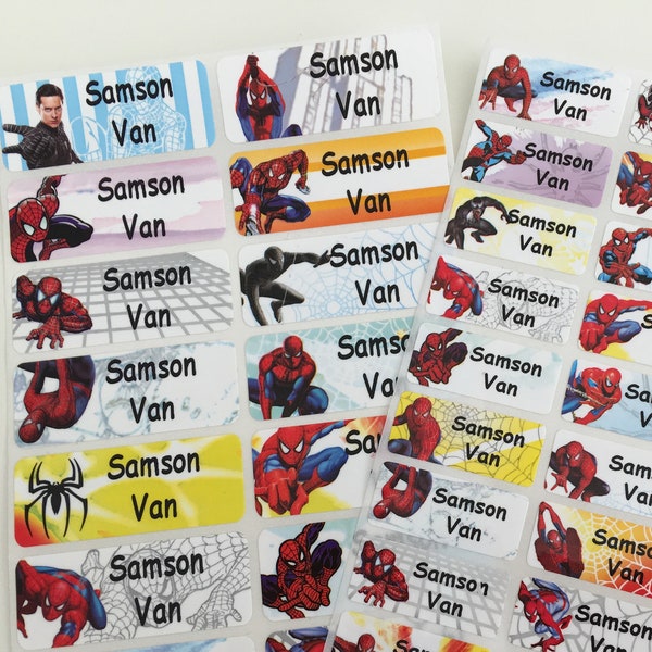 Spiderman Wasserdichte personalisierte Aufkleber Namensetikett