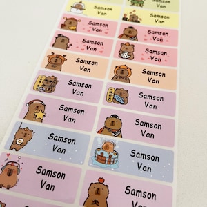 Etichetta adesiva personalizzata impermeabile Capybara con nome