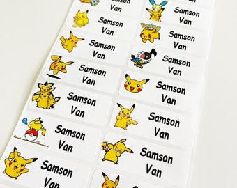 Pikachu Personalise Sticker Name Label Waterproof