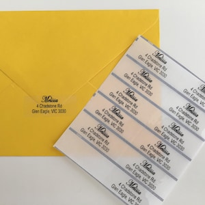 Gepersonaliseerde retouradreslabels, adreslabels, aangepaste labels doorzichtige kleur