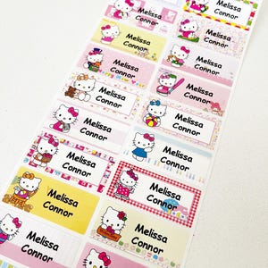 Etiqueta adesiva personalizada à prova d'água Hello Kitty com nome