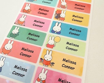 Etiqueta adhesiva personalizada impermeable de Miffy con nombre