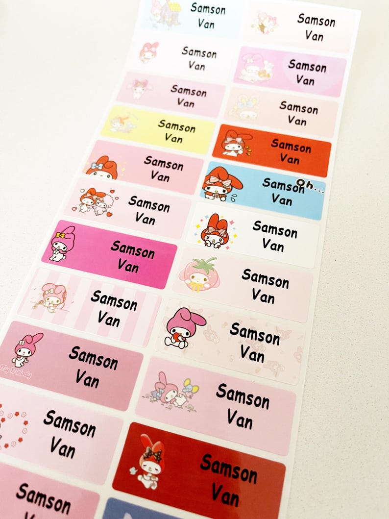 My Melody Waterproof Personalised Sticker Name Label - Etsy