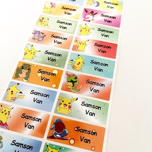 Pikachu Personalise Sticker Name Label Waterproof