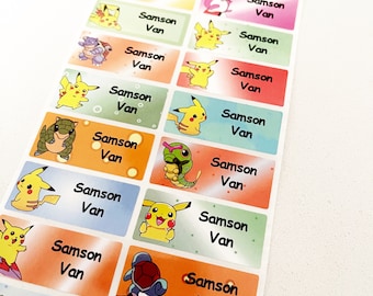 Pikachu Personalise Sticker Name Label Waterproof
