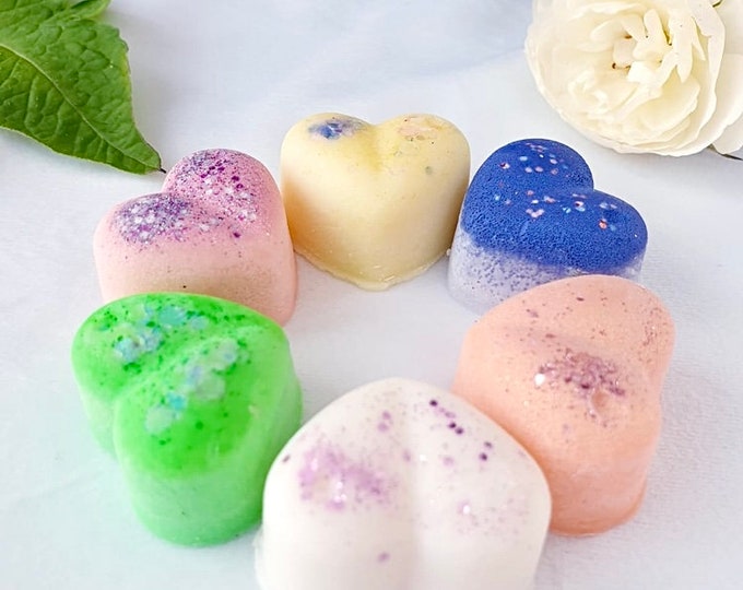 Wax Melts 6 Hearts Natural, Handmade, Highly Scented 60+ Fragrances, Vegan Friendly, Animal Cruelty Free, 35g, 6x Melts.