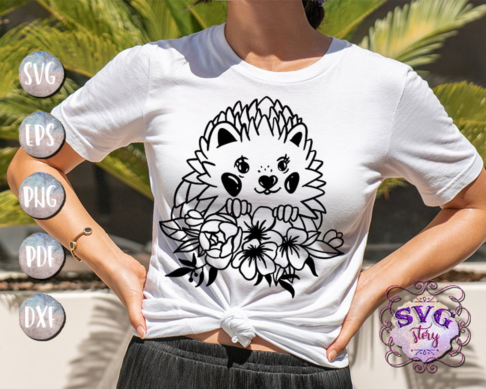 Download Hedgehog SVG File Hedgehog with flowers Floral Hedgehog svg | Etsy
