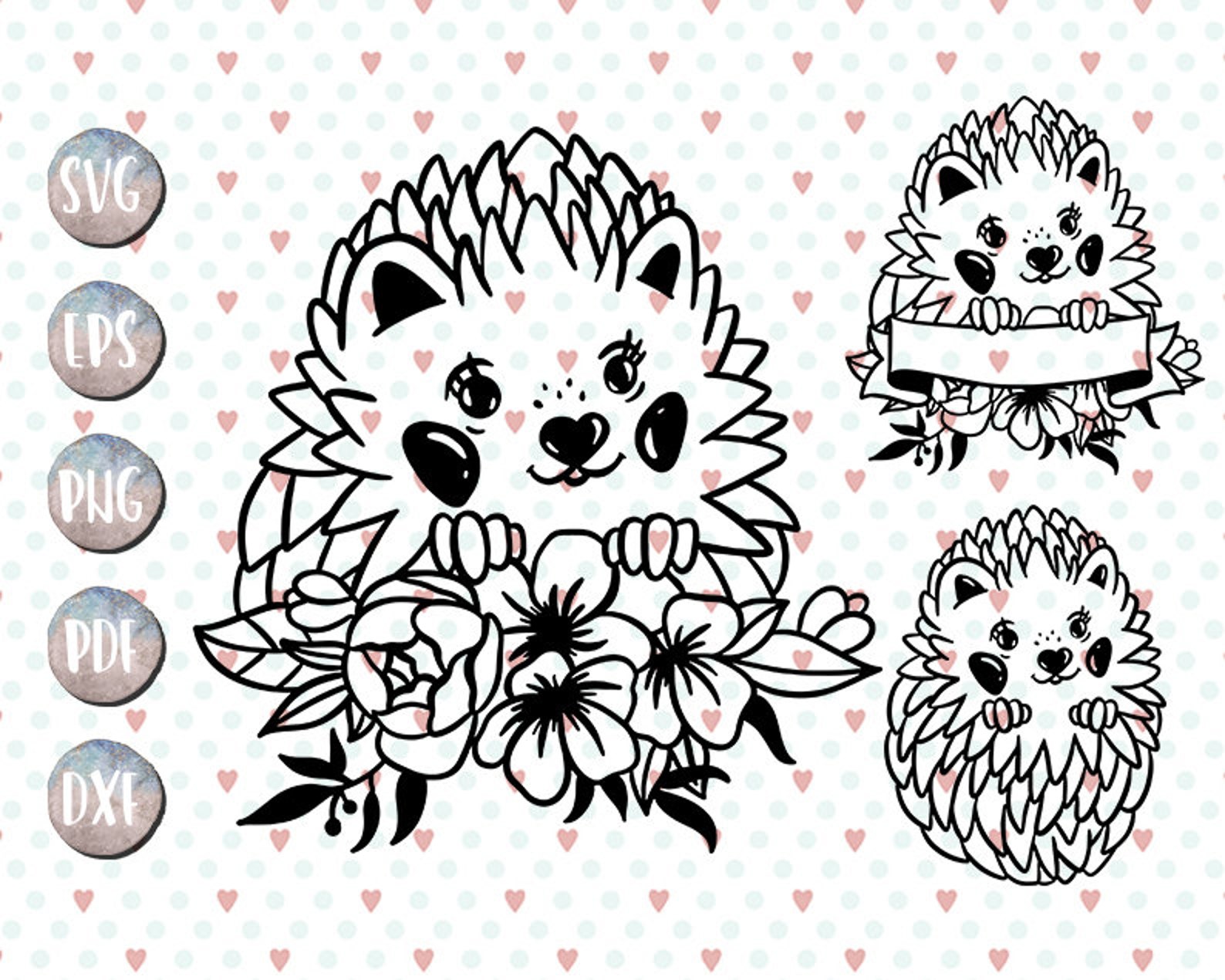 Download Hedgehog SVG File Hedgehog with flowers Floral Hedgehog svg | Etsy
