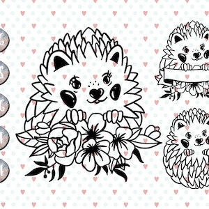 Download Hedgehog Svg File Floral Hedgehog Svg Hedgehog Flowers Svg Etsy