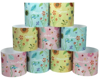 Flowerpot - Cuffs - Set "Flower Meadow" Planter Paper Pottery Shirt Herbal Set Herb Shield Pot cuffs