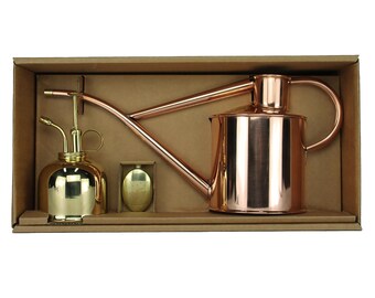 Haws Room Watering Can Copper Watering Can avec pulvérisateur de fleurs en laiton en cadeau - Set cuisinette The Rowley Ripple - Two Pint