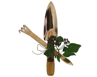 PKS solid copper garden tool “starter set for flower friends ” small trowel / shovel and flower pot claw gift present electro culture